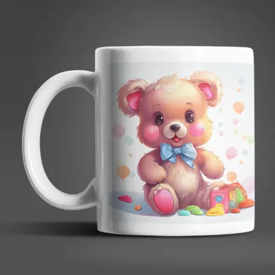 Produktbild von Süßer Teddybär Sweet Candy Kaffeetasse Teetasse Tasse Geschenkidee 330 ml – Bunt / Teddy-04