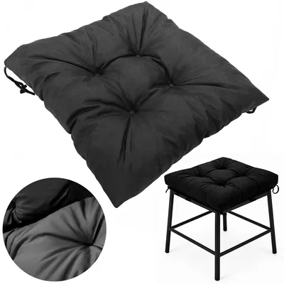 Image de Coussin décoratif pour chaise 40 x 40 cm, noir, imperméable, pour le jardin