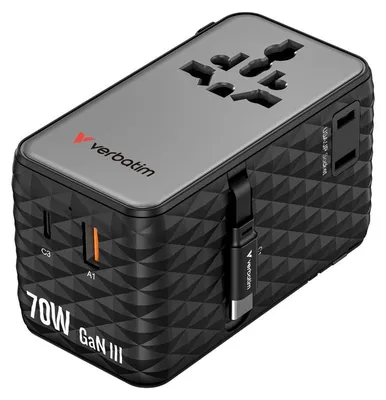 Produktbild von Verbatim Charge 'n' Travel 70W, Drinnen, AC, 250 V, 10 A, Schwarz
