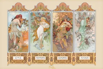 Image de MUCHA - 4 Saisons - 61x91,5cm - Affiche Poster