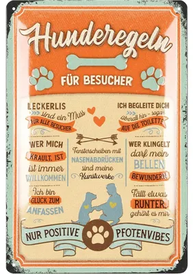Produktbild von LANOLU Retro Blechschild Hunderegeln, Hundeschilder, Blechschild Hund, Deko Garten Hund, Geschenke für Frauen Hundeliebhaber, 20x30cm
