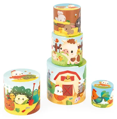 Image de Janod Bauernhof - Tour d'empilage poule - Jouets éducatifs pour enfants