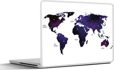 Produktbild von MuchoWow® Laptop Aufkleber Sticker Cover Weltkarte - Sternenhimmel - Violett 36.5x27.5 cm - Laptop-Sticker