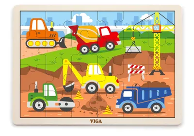 Produktbild von Holzpuzzle Baufahrzeuge 24 el. / Viga