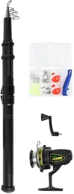 Productafbeelding van Benson vishengel set 15-delig met telescopische hengel, molen en visaccessoires voor beginners