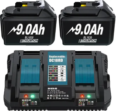 Obrázok produktu pre Náhradná batéria, kapacita 18 V 9000 mAh, kompatibilná s viacerými modelmi, 2 batérie 1 nabíjačka