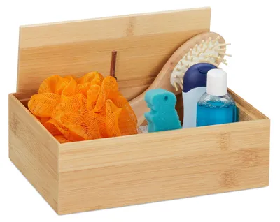 Aufbewahrungsbox Bambus mit Deckel 7x22x15 cm natur