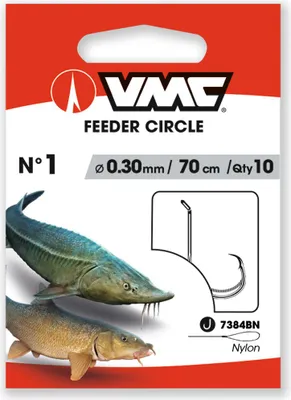 Immagine prodotto di VMC Feeder Circle 7384 Sturgeon hook Amo leader nero 70cm #1