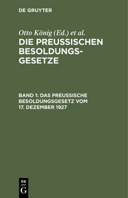 Produktbild von Das Preußische Besoldungsgesetz vom 17. Dezember 1927