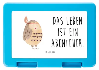 Produktbild von Mr. & Mrs. Panda Bentobox Eule Federschmuck - Weiß - Geschenk, Abenteuer, Lunchbox, Brotzeitdose, Dekoration, Owl, Vorratsbehälter, Bento Box, Waldtiere, Frischhaltedose