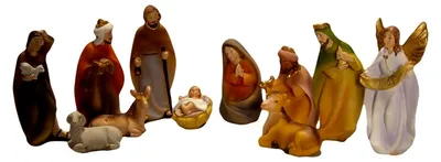 Produktbild von Krippenfiguren, 11-teilig, Höhe 10 cm, handbemalt
