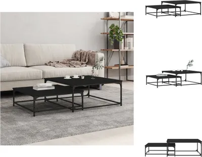 Zdjęcie produktu dla vidaXL Zestaw stolików 2 szt. czarny materiał drewnopochodny - Stoliki kawowe