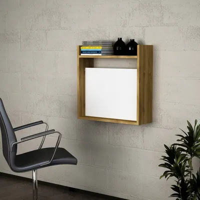 Image de Skye Decor, Laptop - White, Walnut, Bureaux, blanc, plateau mélaminé, 60 x 19,6 x 60 cm