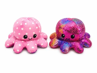Produktbild von Wendbarer Oktopus Kuscheltier 20 cm Rosa  Plüschtier mit Zwei Emotionen Wendeplüsch Stofftier Geschenk für Kinder, KI-generiertes Bild