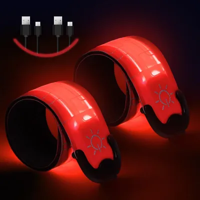 Produktbild von Minicee LED Lauflicht Armband 2er Set USB wiederaufladbar Rot