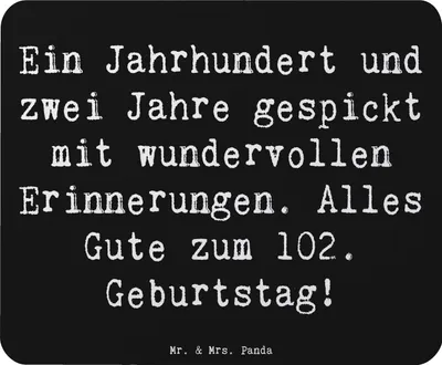 Produktbild von Mr. & Mrs. Panda Mauspad Spruch 102. Geburtstag - Schwarz - Geschenk, Mouse Pad, computer mousepad, Happy Birthday, Freude, Jubilar, Glückwünsche, laptop, Glückwunsch