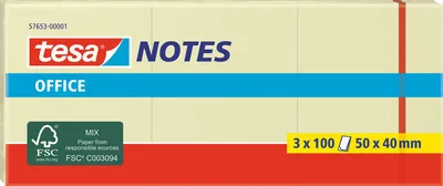 Produktbild von tesa Office Notes 3 x 100 Blatt, gelb 50mm x 40mm