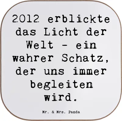 Produktbild von Mr. & Mrs. Panda Tassen Untersetzer Spruch 2012 Geburtstag - Weiß - Geschenk, Geburtsjahr, gemeinsame Reise, Erinnerungen, Happy Birthday, Holzuntersetzer, Coaster, Alter