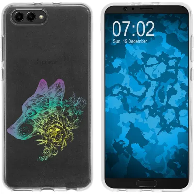 Produktbild von PhoneNatic Case kompatibel mit Huawei Honor View 10 Silikon-Hülle Floral Wolf M3-4
