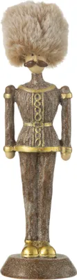 Produktbild von J-Line Nussknacker Fell Hut Paillette Resin Braun Small