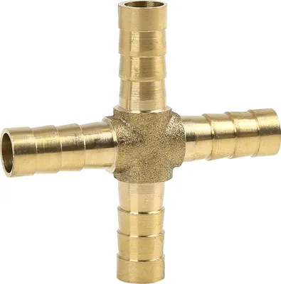 Image de Raccord Laiton 8mm Raccord Tuyau Cannelé Connecteur Croix 4 Voies Air Eau Huile