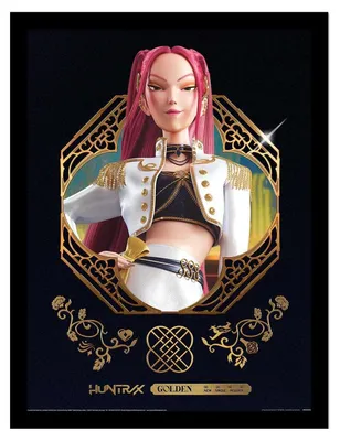 Immagine prodotto di K-Pop Demon Hunters - Poster incorniciato, Mira PM13465 (45 cm x 35 cm) (nero/oro)