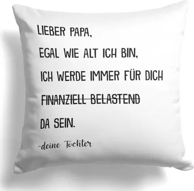 Produktbild von 22Feels Papa Geschenk von Tochter Vater Kissen Vatertag Geburtstag Herrentag Weihnachten Deko Männer Dekoration Spruch Geschenkidee Wohnzimmer Schlafzimmer Couch