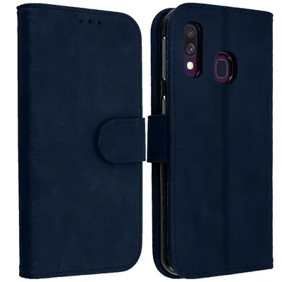 Produktbild von Avizar, Flip Cover Geldbörse, Klappetui Kunstleder für Samsung Galaxy A40, Nachtblau