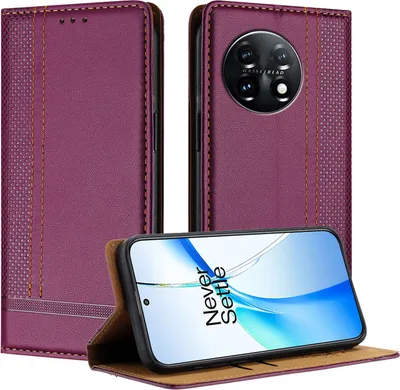 Obrázek produktu pro Pouzdro pro OnePlus 11 kožené flipové pouzdro s funkcí stojánku Fialová