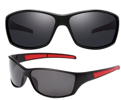 Image de Camerazar Lunettes de sport polarisantes universelles pour conducteurs, noires, avec protection UV
