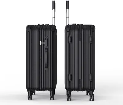 Zdjęcie produktu dla 3-częściowy zestaw walizek, walizka na kółkach z ABS w paski, z zamkiem szyfrowym i zamkiem błyskawicznym, czarna