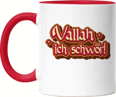 Produktbild von Vallah ich schwör Tasse Rot Türkisch Arabisch Lustig Spruch Humor Statement Witz