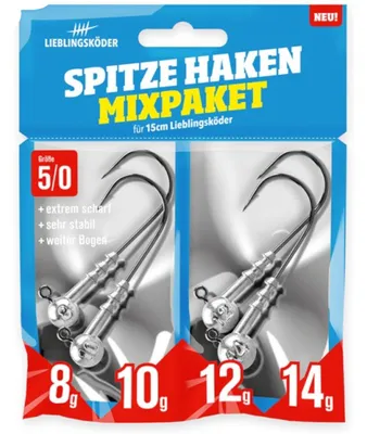 Produktbild von Lieblingsköder Spitze Haken 5/0 Mixpaket Jigheads