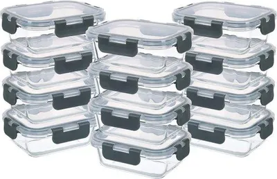 Produktbild von Gläserne 24-teilige luftdichte Speiseeisbehälter - 1,5-L-Mahlzeitsets - magnetron- und Geschirrspülmaschinengeeignet