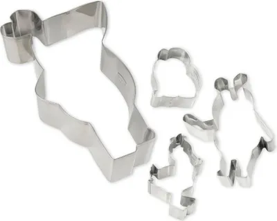 Produktbild von Dr. Oetker Ausstecher-Set DieMaus, langlebige Maus-, Elefanten- & Enten-Form, Riesen-Ausstecher als Backrahmen nutzen, Tiereausstecher aus hochwertigen Edelstahl (Farbe: Silber), Menge: 1 x 4er Set