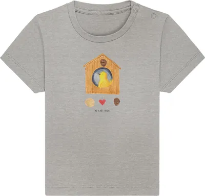 Produktbild von Mr. & Mrs. Panda  T-Shirt Vogel Haus 0. - 6. Monat - Heather Grey - Geschenk, Baby, Wohnung, Babyshirt, Zuhause, Home Sweet Home, Jerseyshirt, Familie, Lustige Sprüche