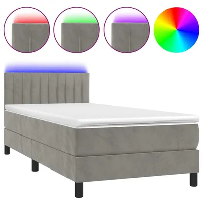 Produktbild von vidaXL Boxspringbett mit Matratze & LED Hellgrau 80x200 cm Samt