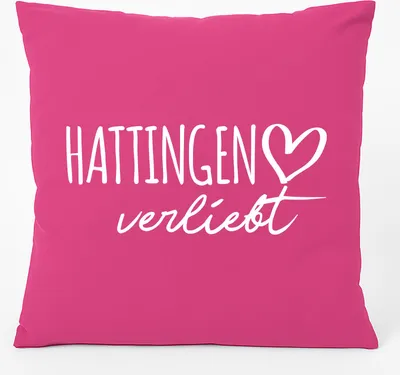 Produktbild von Huuraa Kissen Hattingen verliebt 40x40cm mit Füllung Fuchsia Baumwolle Dekokissen Geschenkidee