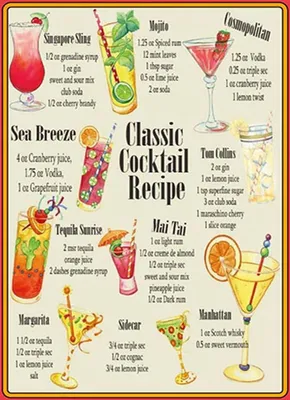 Produktbild von vianmo Holzschild 40x30 cm Alkohol Classic Cocktail Recipe Rezepte