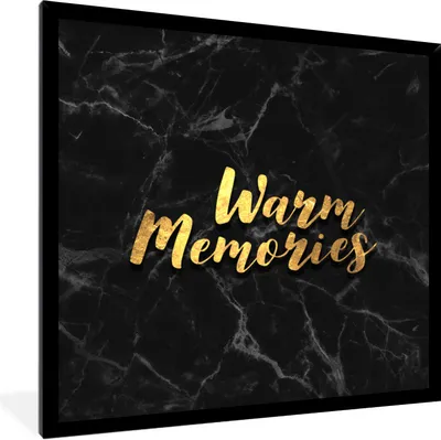 Produktbild von MuchoWow® Gerahmtes Poster Zitat - Erinnerung - Gold - Marmor 40x40 cm - Poster mit Schwarzem Bilderrahmen Wandposter Rahmen Foto Bilder - Mit Rahmen - Wanddekoration Schlafzimmer