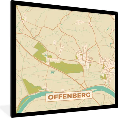 Produktbild von MuchoWow® Gerahmtes Poster Offenberg - Stadtplan - Vintage - Karte 40x40 cm - Poster mit Schwarzem Bilderrahmen Wandposter Rahmen Foto Bilder - Mit Rahmen - Wanddekoration Schlafzimmer