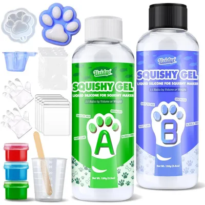 Immagine prodotto di Silicone liquido per la creazione di oggetti "squishy", 200g, a rapida asciugatura, rapporto di miscelazione 1:1, trasparente