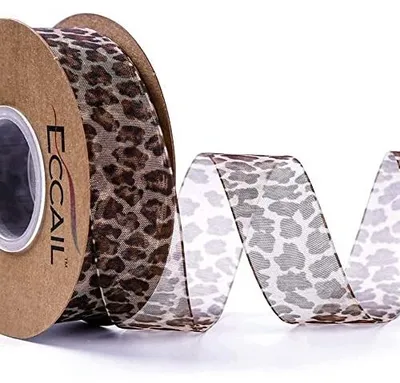 Zdjęcie produktu dla Wstążka organdy panterkę prezent 25 mm 10 jardów dekoracyjna