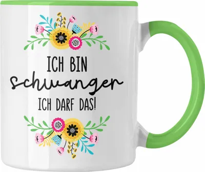 Produktbild von Trendation - Ich Bin Schwanger Ich Darf Das Tasse Geschenk Frau Schwangerschaft Geschenkidee (Grün)