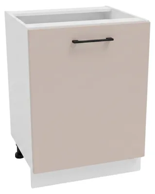 Produktbild von Küchenunterschrank 60 cm - Beige matt - Universelle Frontmontage - ohne Arbeitsplatte - Soft-Close-Mechanismus