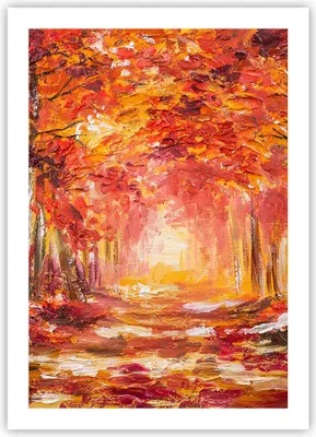 Produktbild von Poster - Poster ohne Rahmen - Herbst Wald Rot - 50x70 cm - Wand Bild - Wanddeko - Wandbilder - Kunstposter - Wandposter - Bilder - Kunstdruck - Wanddekoration - Wandbild - P2XPA50x70-4238