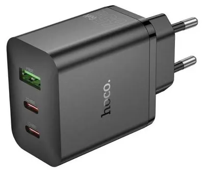 Image de Hoco N75 Chargeur Secteur 65W 2x USB-C + USB-A QC3.0 PD 3A Noir