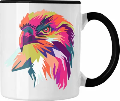 Produktbild von Trendation - Adler Polygon Tasse Geschenk Adler-Fans Kaffeetasse (Schwarz)
