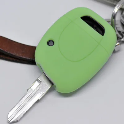Produktbild von Auto Schlüssel Hülle Silikon Schutz Cover Fluoreszierend Grün kompatibel mit Renault Clio Twingo Kangoo 1 Tasten Funk Fernbedienung