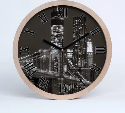 Produktbild von Holzuhr 20fi cm wanduhr - schwarze Spitzen - Manhattan New York